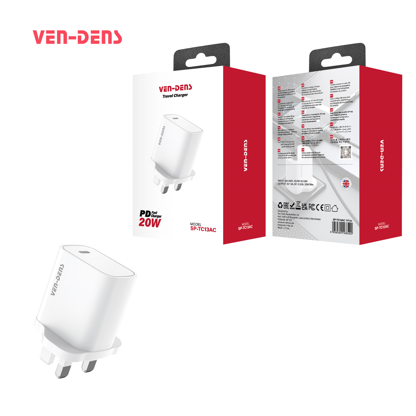 Ven-Dens 20W Usb-C UK Charger Plug SP-TC13AC