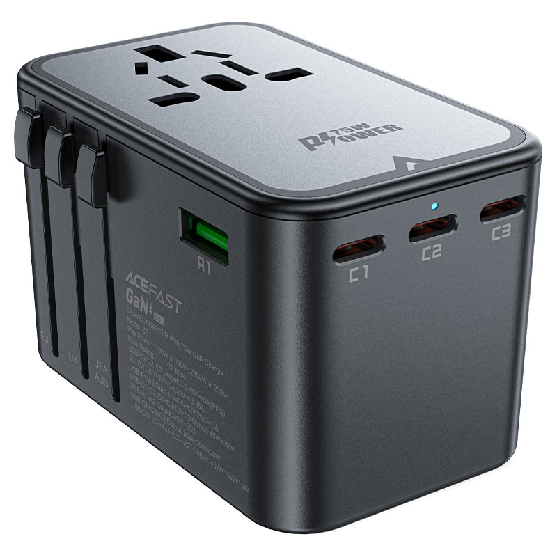Acefast Universal Charging Adapter Z1 2300W + PD75W (3x Usb-C + 2x Usb)