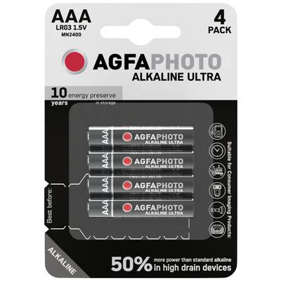 AgfaPhoto AAA 1.5V Alkaline Ultra Batteries Pack of 4