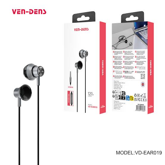 Ven-Dens VD-EAR019 1.2m 3.5mm Jack Earphones
