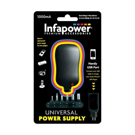 INFAPOWER 7-WAY UNIVERSAL POWER SUPPLY AC/DC ADAPTER