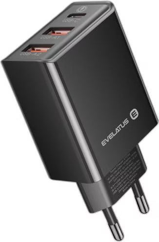 Evelatus Dual Usb + 1xUsb-C 32W EU Travel Charger Plug