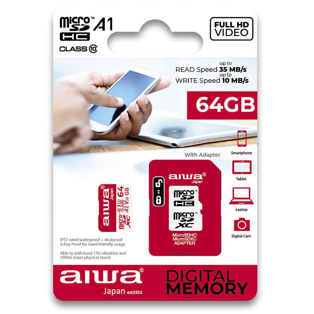 Aiwa MicroSDXC Class 10 A1 64GB with Adapter