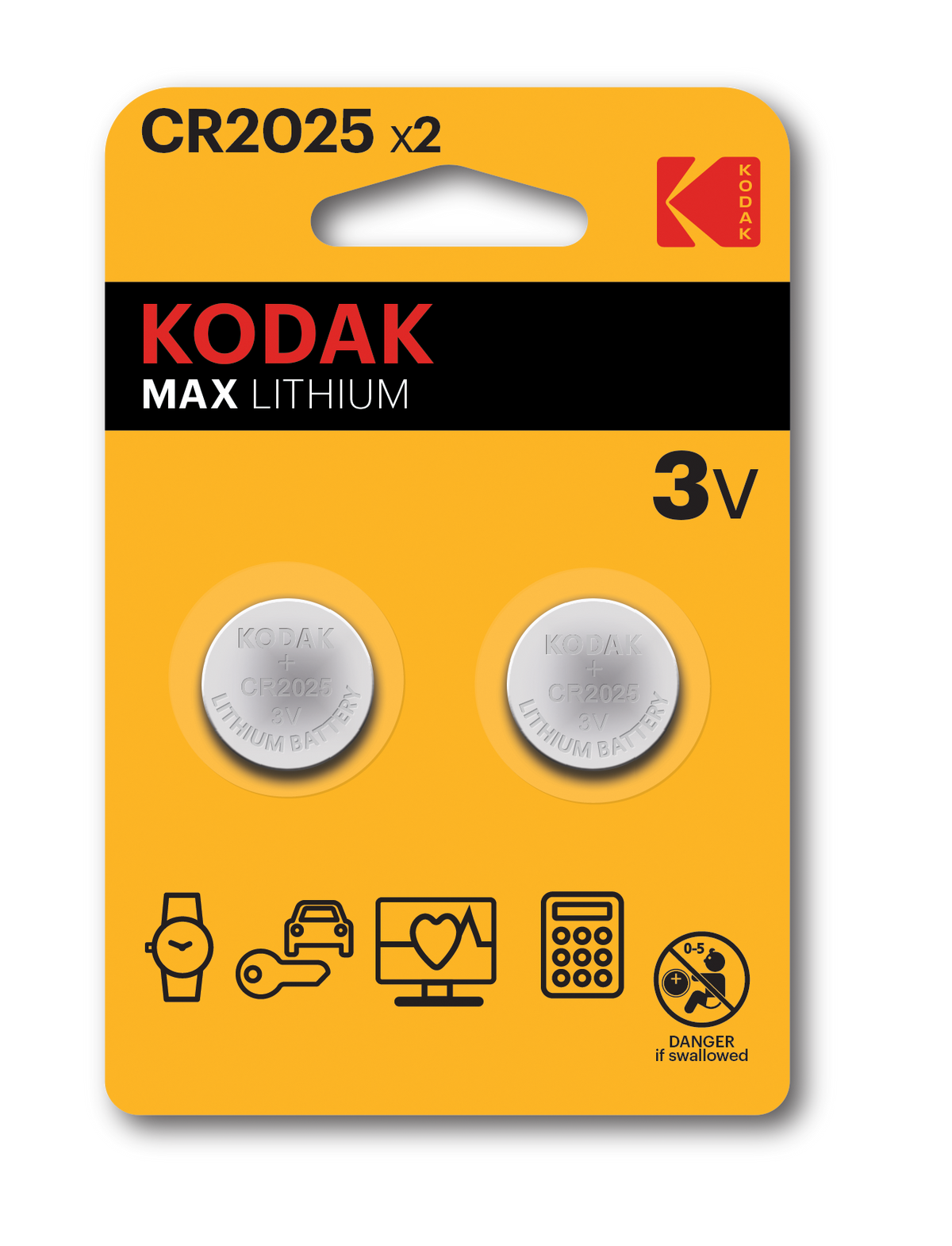 Kodak Max Lithium CR2025 x2 3V Batteries