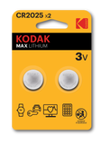 Kodak Max Lithium CR2025 x2 3V Batteries
