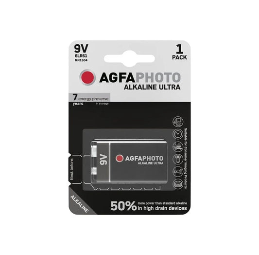 AgfaPhoto 9V 6LR61 Alkaline Ultra Battery Pack of 1