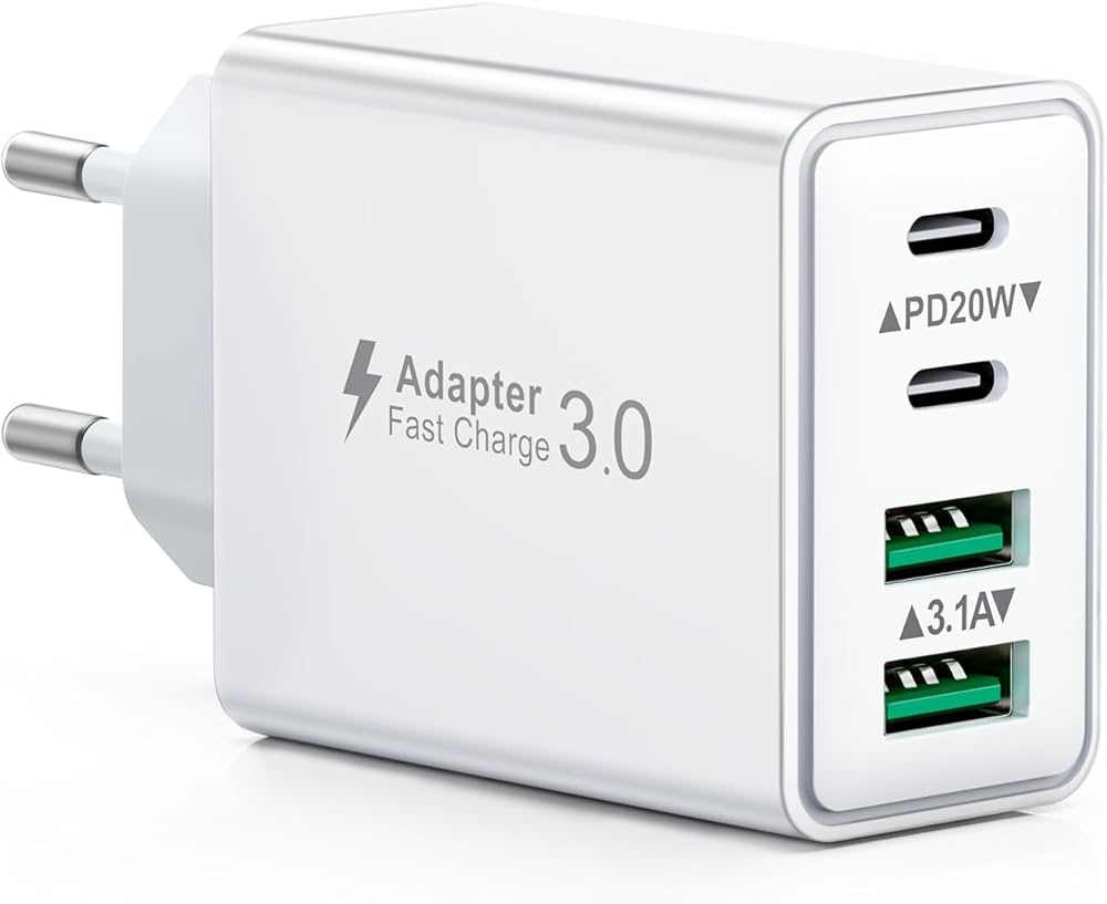 EU Adapter Fast Charger Plug 40W 2xUsb + 2xUsb-C