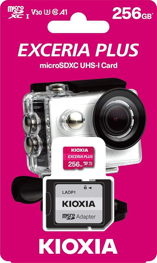 Exceria Plus Kioxia U3 V30 4K 256GB SD Card with Adapter