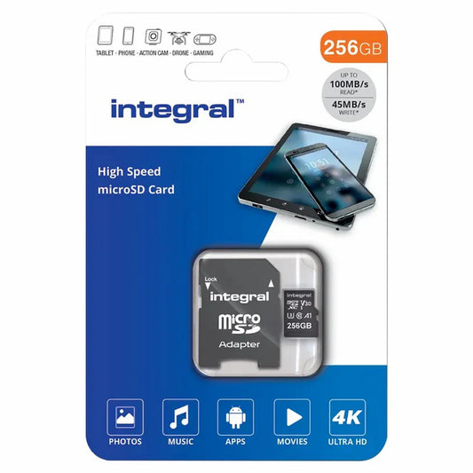 Integral MicroSD Card 100MB/s 45MB/s V30 256GB