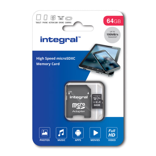Integral High Speed microSDXC 100MB/s 64GB Memory Card