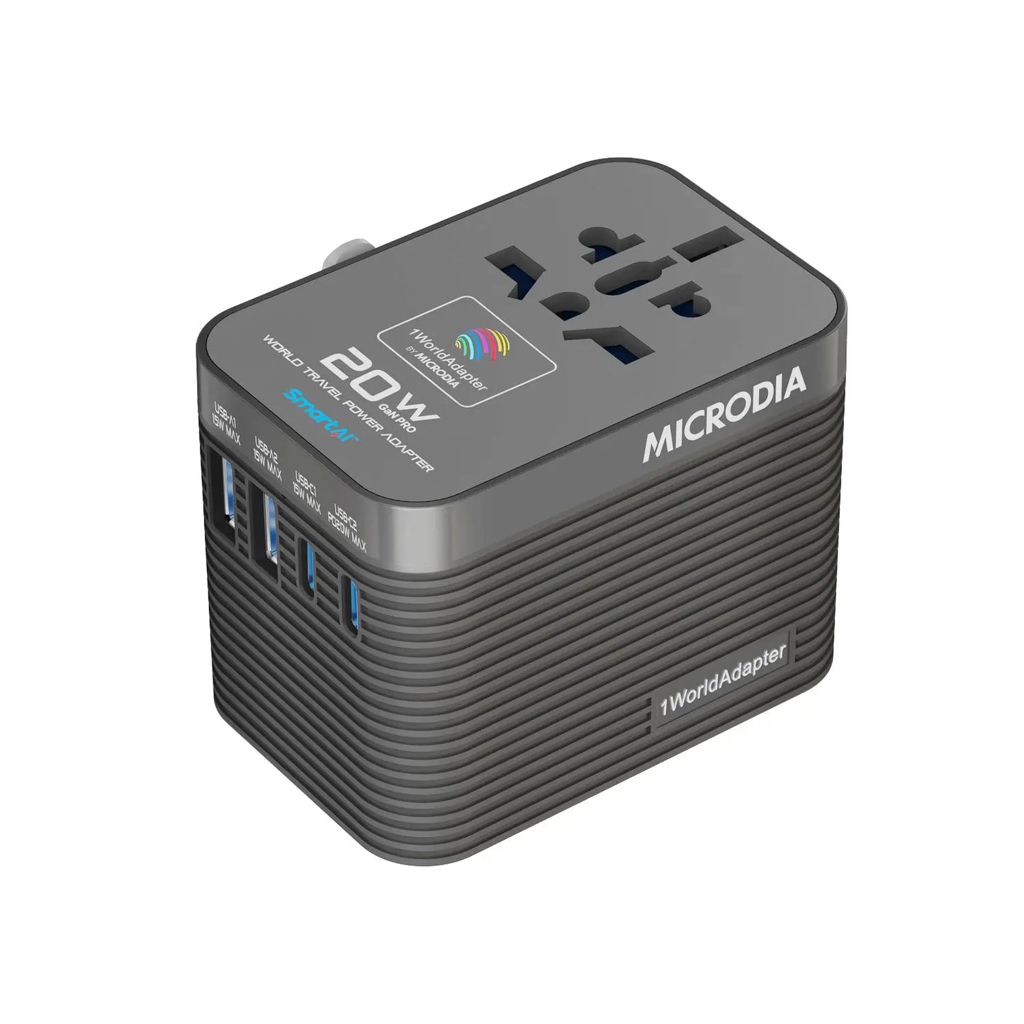 Microdia 1WorldAdapter PD20W GaN Pro With Dual Usb & Dual Usb-C