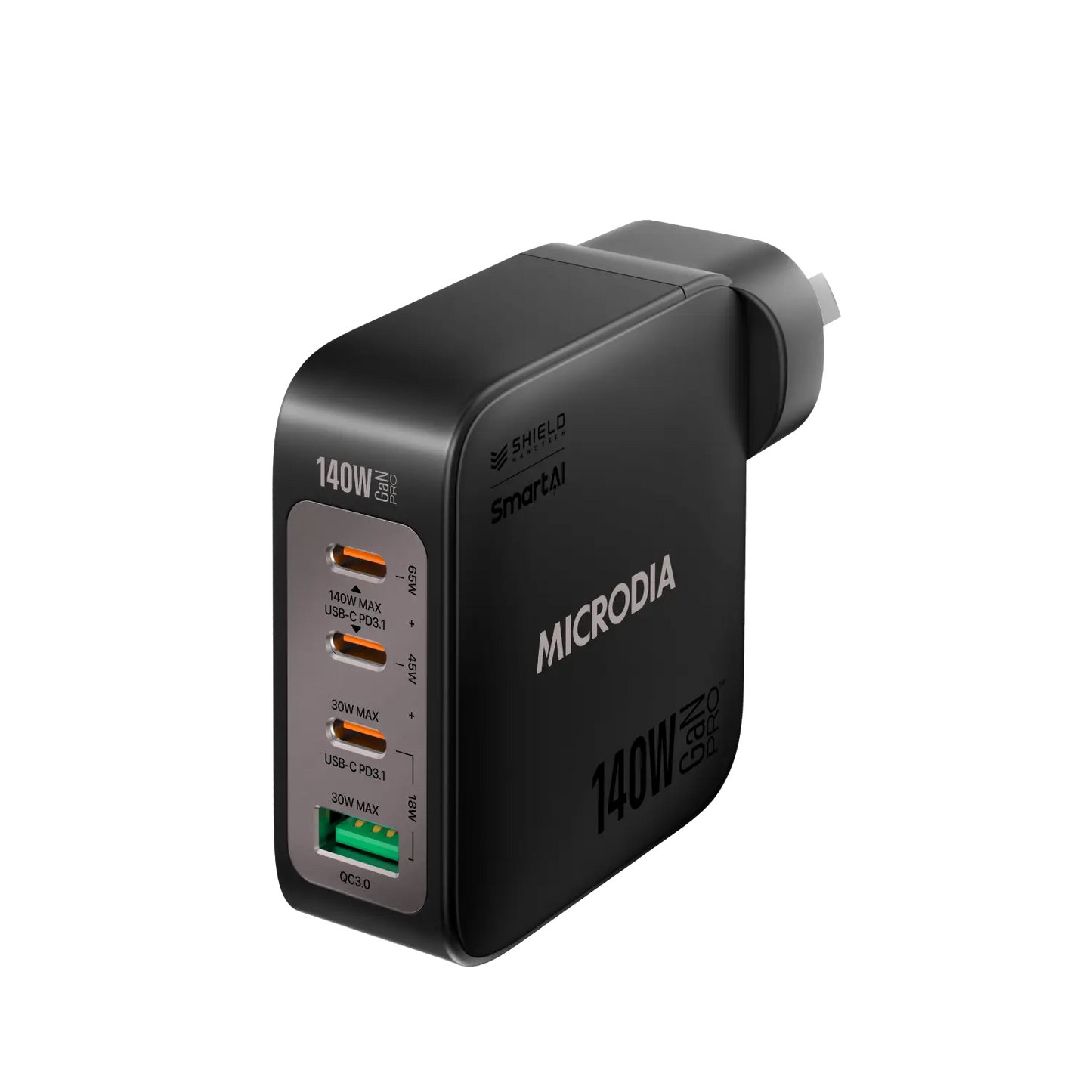 Microdia SmartCube Nano 140W 3x Usb-C & 1x Usb UK Charger Plug