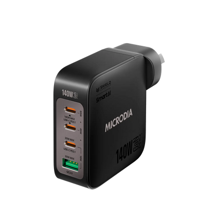 Microdia SmartCube Nano 140W 3x Usb-C & 1x Usb UK Charger Plug