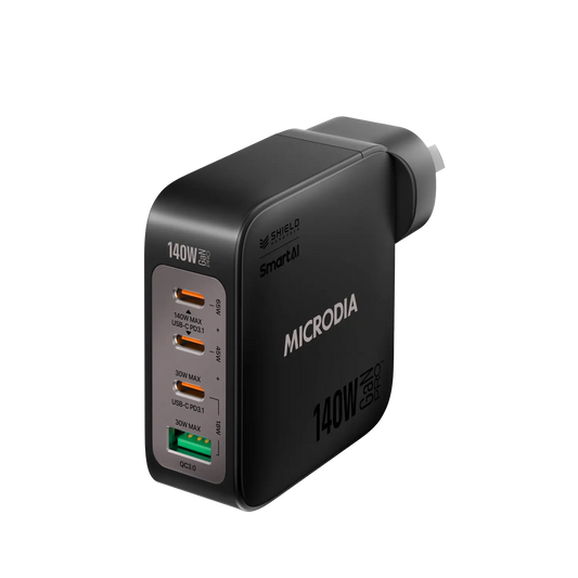 Microdia SmartCube Nano 140W 3x Usb-C & 1x Usb UK Charger Plug