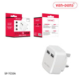 Ven-Dens Dual Usb 3 Pin Plug Charger SP-TC55A