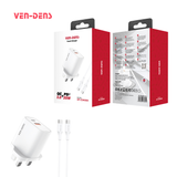 Ven-Dens 20W Usb+Usb-C UK Charger Plug + Usb-C To Usb-C Cable SP-CDK004