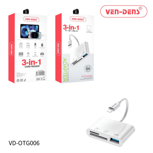 Ven-Dens 3in1 Lightning Card Reader VD-ADP002