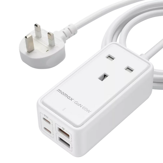 Momax OnePlug 65W GaN Extension Plug Socker Power Strip (2xUsb+2xUsb-C)