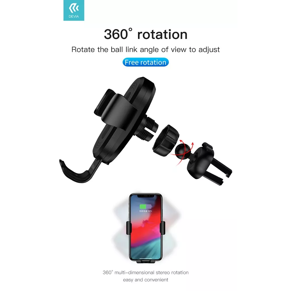 DEVIA GRAVITY SENSOR CAR AIR VENT WIRELESS CHARGER 10W