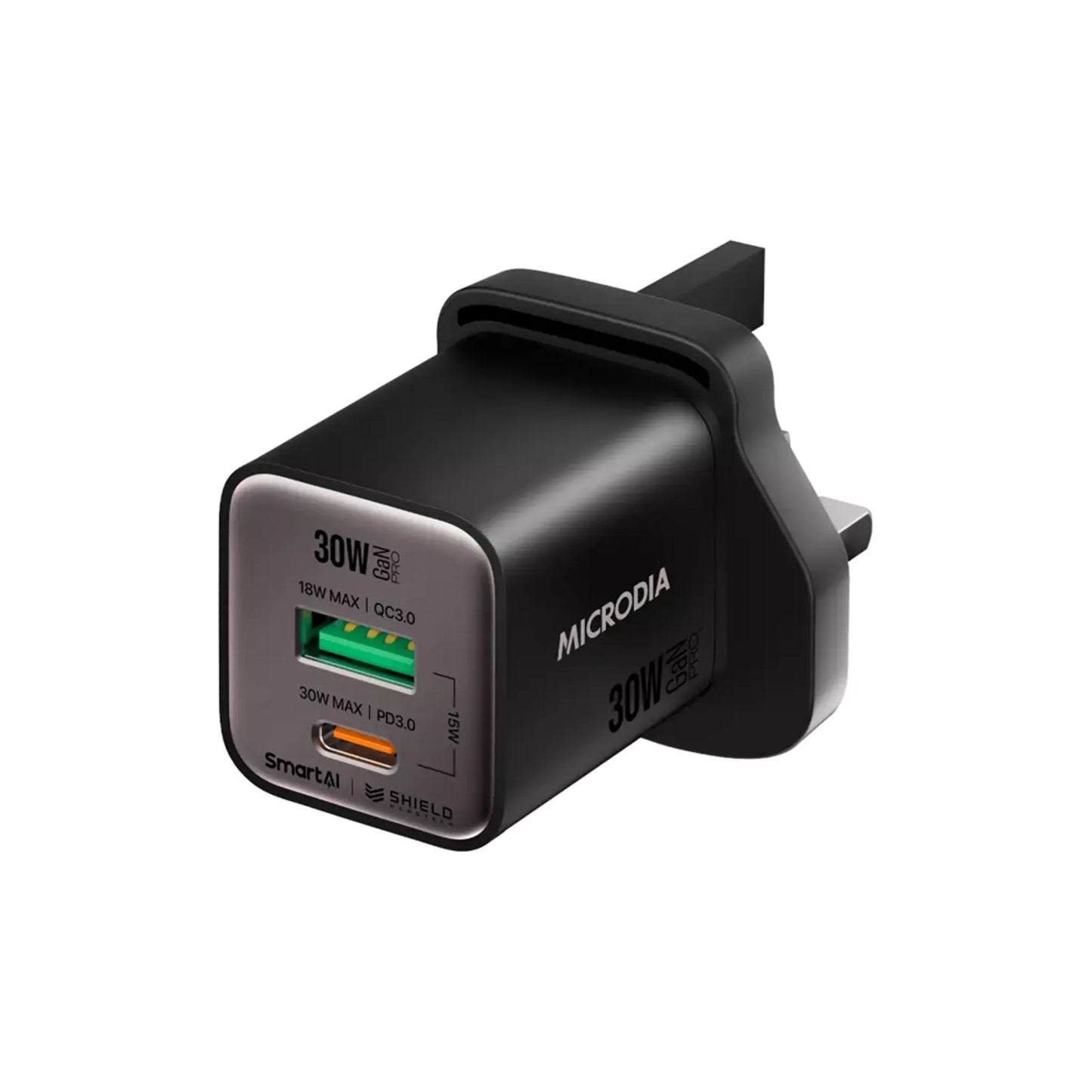Microdia SmartCube Nano 30W Usb & Usb-C Uk Charger Plug
