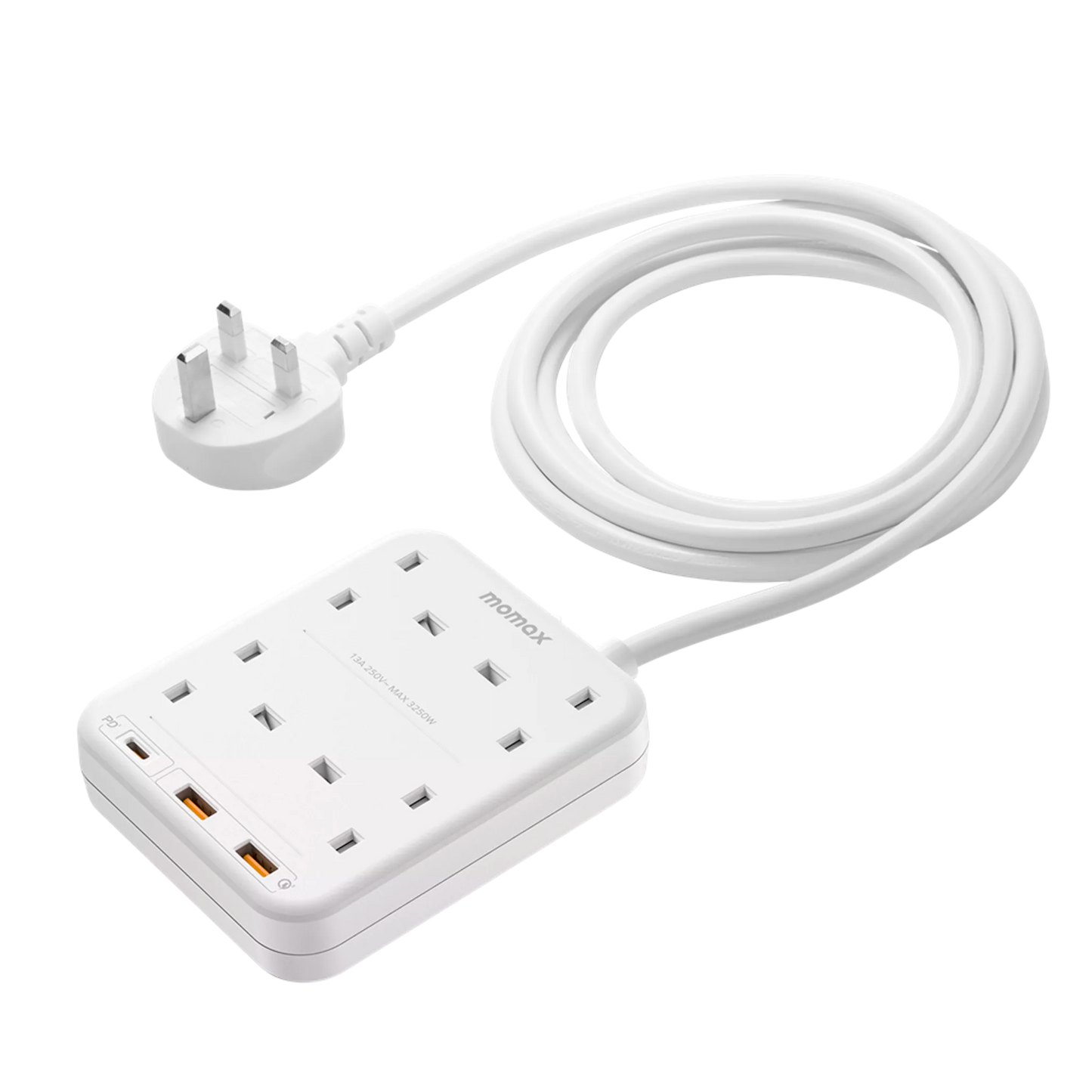 Momax OnePlug 4-Outlet Extension Plug Socket Power Strip (1xUsb-C+2xUsb)