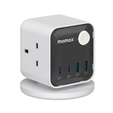 Momax 1- Charge Work Flow, 3-Outlet GaN Power Cube 30W Extension Plug Socket Power Strip - 2x USB-C & 2x USB