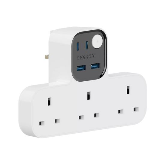 Momax 1-Charge Work Flow 3-Outlet T-Shaped Extension Socket Dual Usb + Dual Usb-C