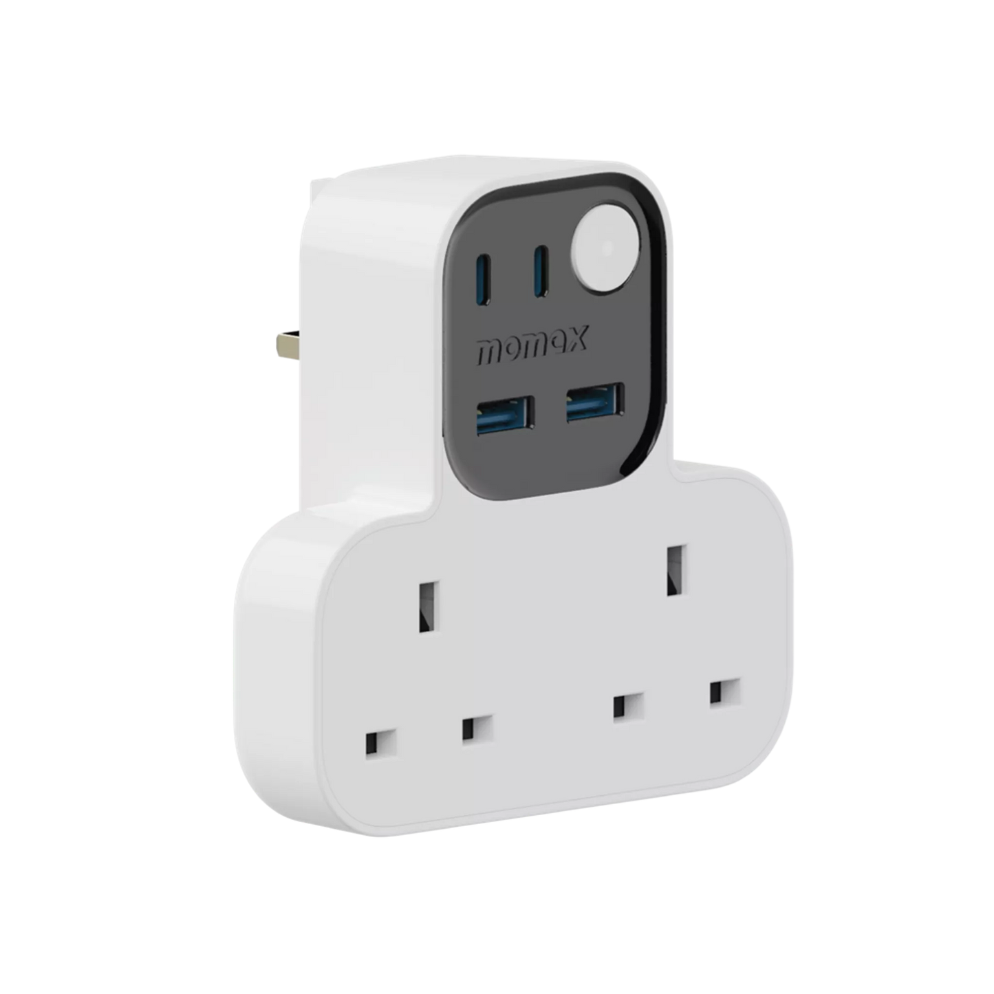 Momax 1-Charge Work Flow 2-Outlet T-Shaped Extension Socket Dual Usb + Dual Usb-C