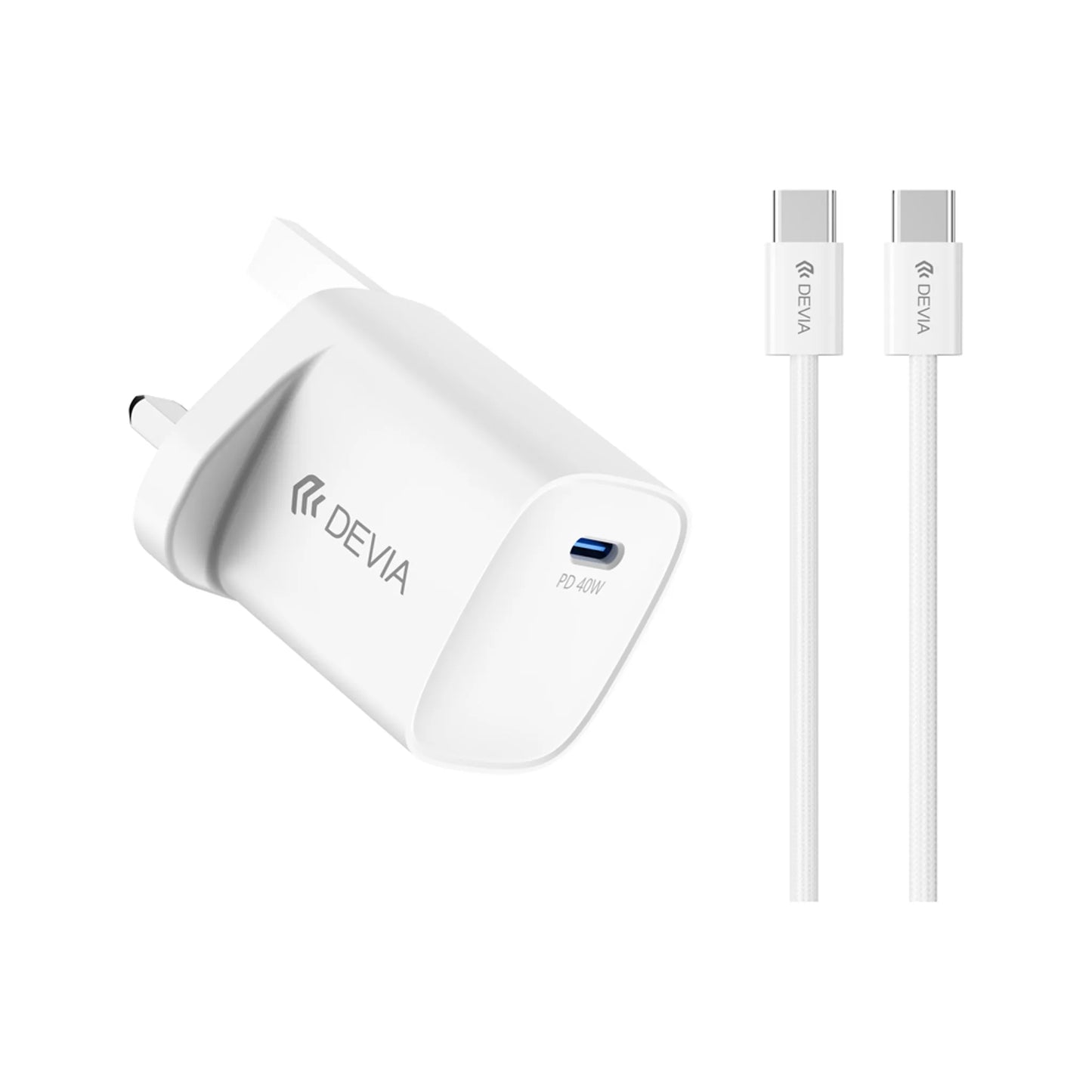 Devia 40W GaN (60W Max) Plug Adapter & Usb-C to Usb-C Charging Cable