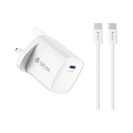 Devia 40W GaN (60W Max) Plug Adapter & Usb-C to Usb-C Charging Cable