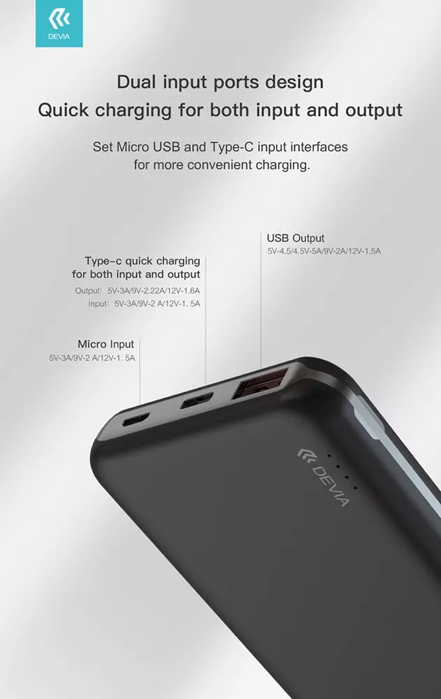 DEVIA 10,000 mAh SMART SERIES POWER BANK