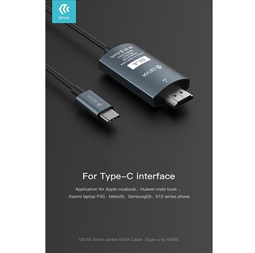 DEVIA STORM SERIES HDMI CABLE (TYPE-C TO HDMI) 2M BLACK